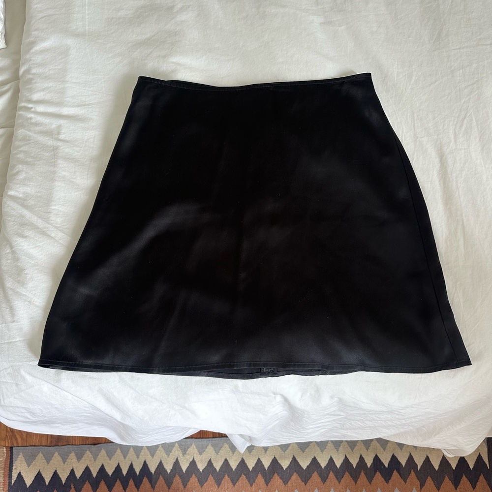 Reformation Benson Silk Black Mini Slip Skirt size 4